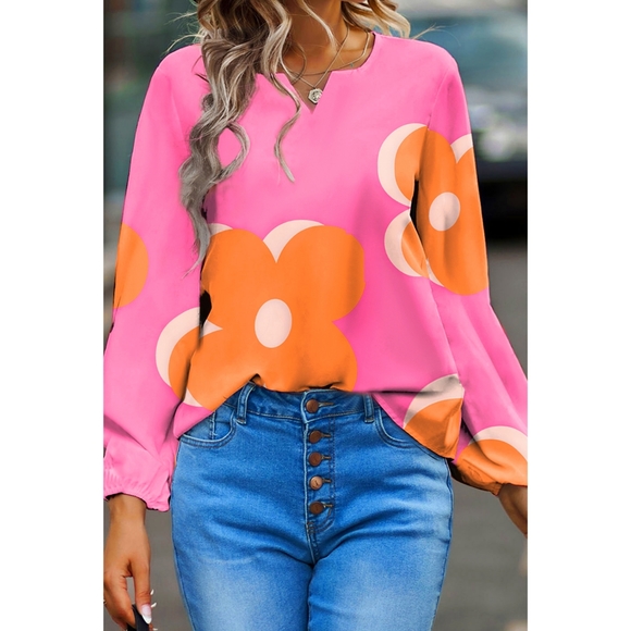 Pink Large Floral Print Top - Picture 4 of 4